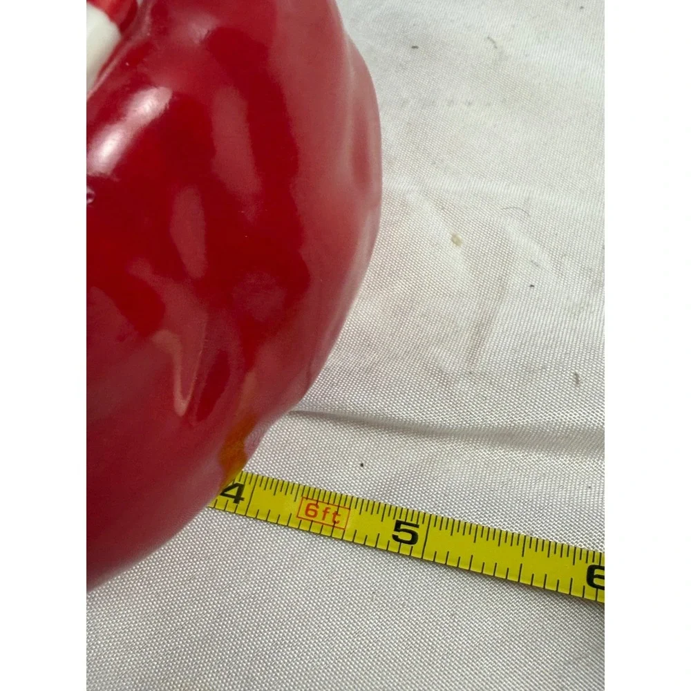 Longaberger Christmas Santa Toy Bag Ceramic Candy Jar Teddy Bear Lid Red